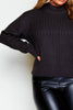 Grey Cable Knitted High Neck Jumper