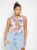 Tie Dye Lace Up Front Sleeveless Bodysuit