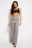 Grey Check Wide Leg Trousers with Pockets