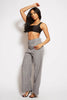 Grey Check Wide Leg Trousers with Pockets