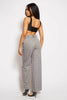 Grey Check Wide Leg Trousers with Pockets