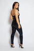 Black Vinyl Trousers with D Ring Zip