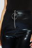Black Vinyl Trousers with D Ring Zip