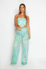 Green Abstract Printed Wide Leg Trousers & Top