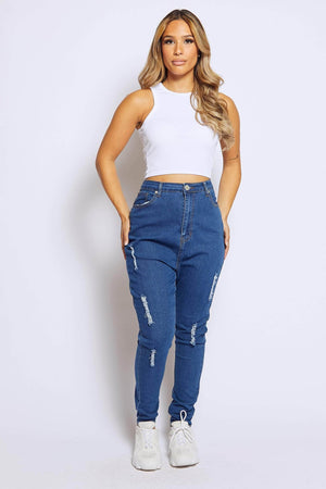 Plus+ High Rise Super Distressed Skinny Jeans