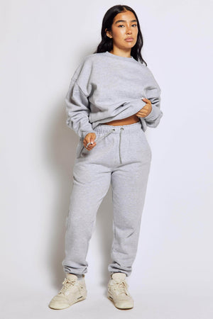 Light Grey Cuffed Hem Casual Joggers