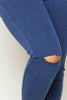 Blue Denim Skinny Jeans with Knee Rips