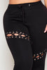 Black Eyelet Detail Cropped Joggers