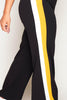 Black Wide Mustard Stripe Trousers