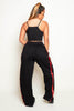 Black Contrast Front Stripe Popper Wide Leg Joggers