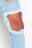 Plus+ Light Wash Frilly Ripped Straight Leg Jeans