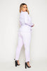 Lilac Stretch Split Front Trousers