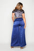 Navy Satin Wide Leg Trousers