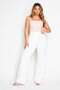 White Wrap Front Belted Wide Leg Trousers