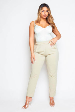 Mint Green High Waist Tapered Trousers