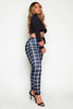 Black Button Detail Checked Skinny Trousers