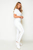 White Joggers with Eyelet Detailing