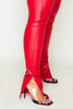 Tall Shape Pu Red Split Hem Trousers