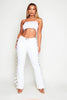 White Trousers with Side Buckle Detailing