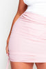 Pink Ribbed Double Side Ruched Mini Skirt