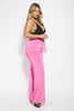 Neon Pink Disco Belted Wide Leg Trousers