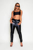 Black Pu Trousers with Zip Ankle Detail