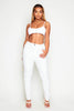 Cream Pu Trousers with Zip Ankle Detail