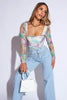 Multi Tie Dye Mesh Ruched Front Bodysuit