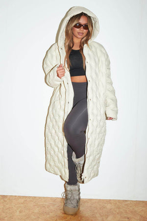 Oversize Stone Quilted Padded Maxi Puffer Jacket