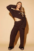 Brown Knit Crop Jumper & Wide Trouser Co-ord