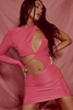 Hot Pink Slinky One Shoulder Cut Out Dress