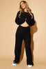 Black Knit Crop Jumper & Wide Trouser Co-ord