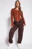Recycled Chocolate Brown Pocket Thigh Casual Joggers