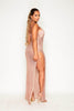 Rose Gold Metallic Knitted Strappy Maxi Dress