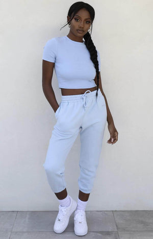 Sky Blue Basic Crop Top