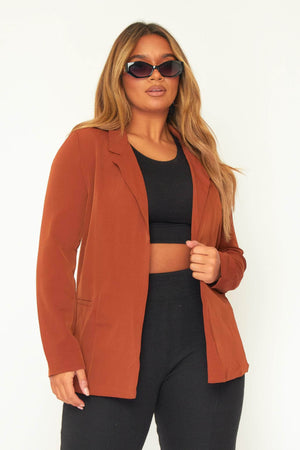 Chocolate Casual Open Lapel Blazer