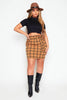 Petite Camel Checked Belted Mini Skirt