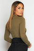 Khaki High Neck Seam Detail Bodysuit