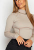 Taupe High Neck Seam Detail Bodysuit