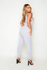 Grey Marl Contrast Seam Racer Jumpsuit