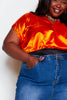 Plus+ Orange Satin Plunge Bodysuit