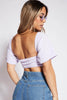 Lilac Textured Square Neck Crop Top