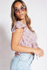 Purple Floral Gathered Tie Hem Blouse