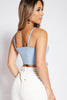 Blue Ribbed Ruched Cami Crop Top