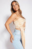 Champagne Plisse Cut Out Crop Top