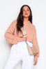 Peach Cropped Hoodie with Wide Sleeves