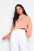Peach Cropped Hoodie with Wide Sleeves