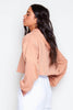 Peach Cropped Hoodie with Wide Sleeves