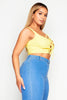 Yellow Front Lace Up Sleeveless Crop Top