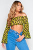 Yellow Cheetah Sheer Beach Crop Top